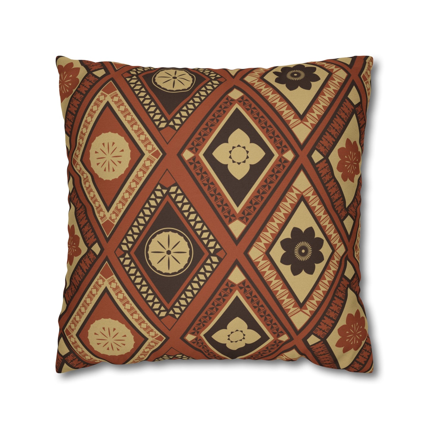 Daimani | Terracotta | Green | Spun Polyester Square Pillowcase