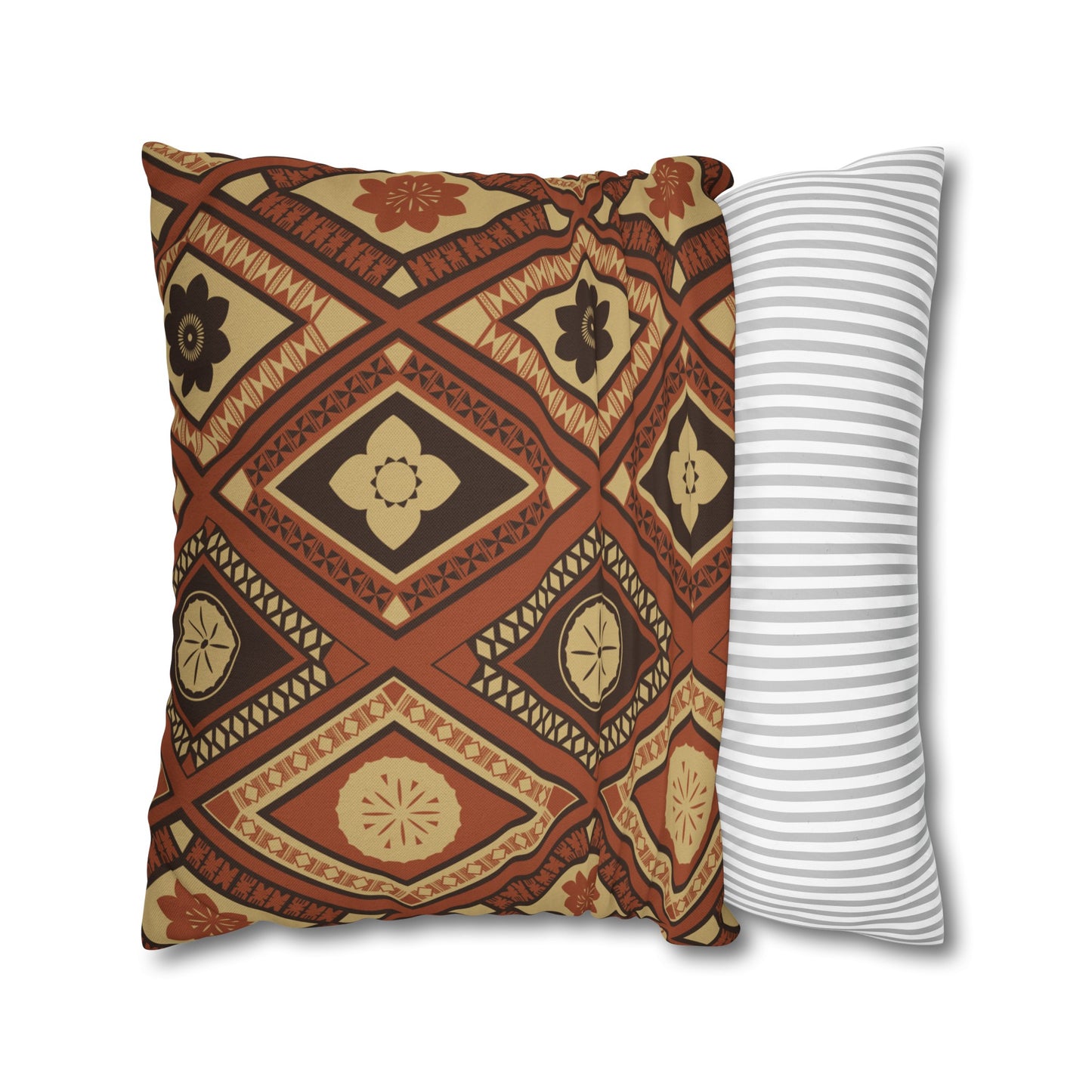 Daimani | Terracotta | Green | Spun Polyester Square Pillowcase