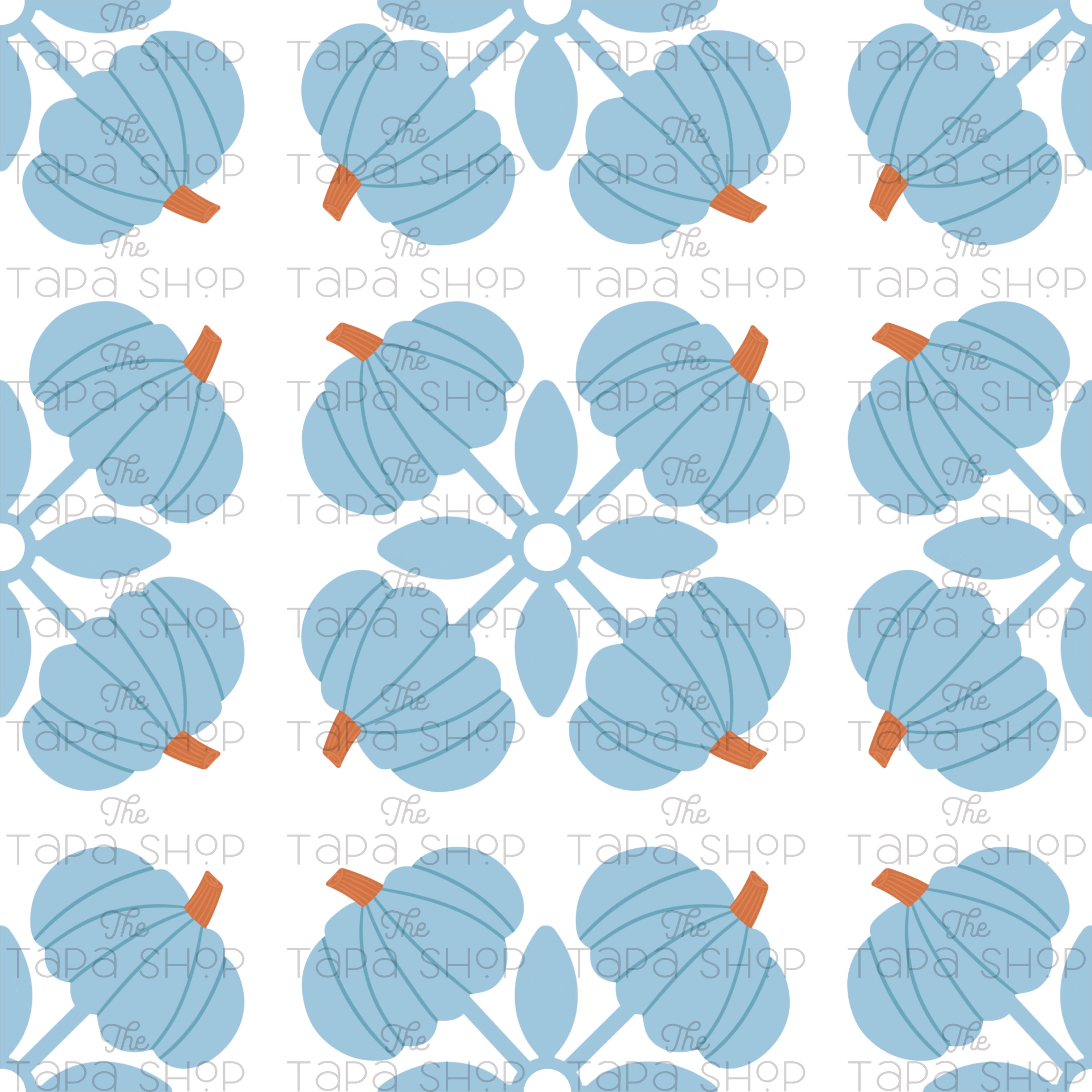 Blue Pumpkin Quilted Kapa Seamless Pattern