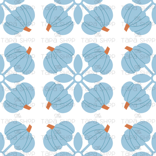 Blue Pumpkin Quilted Kapa Seamless Pattern