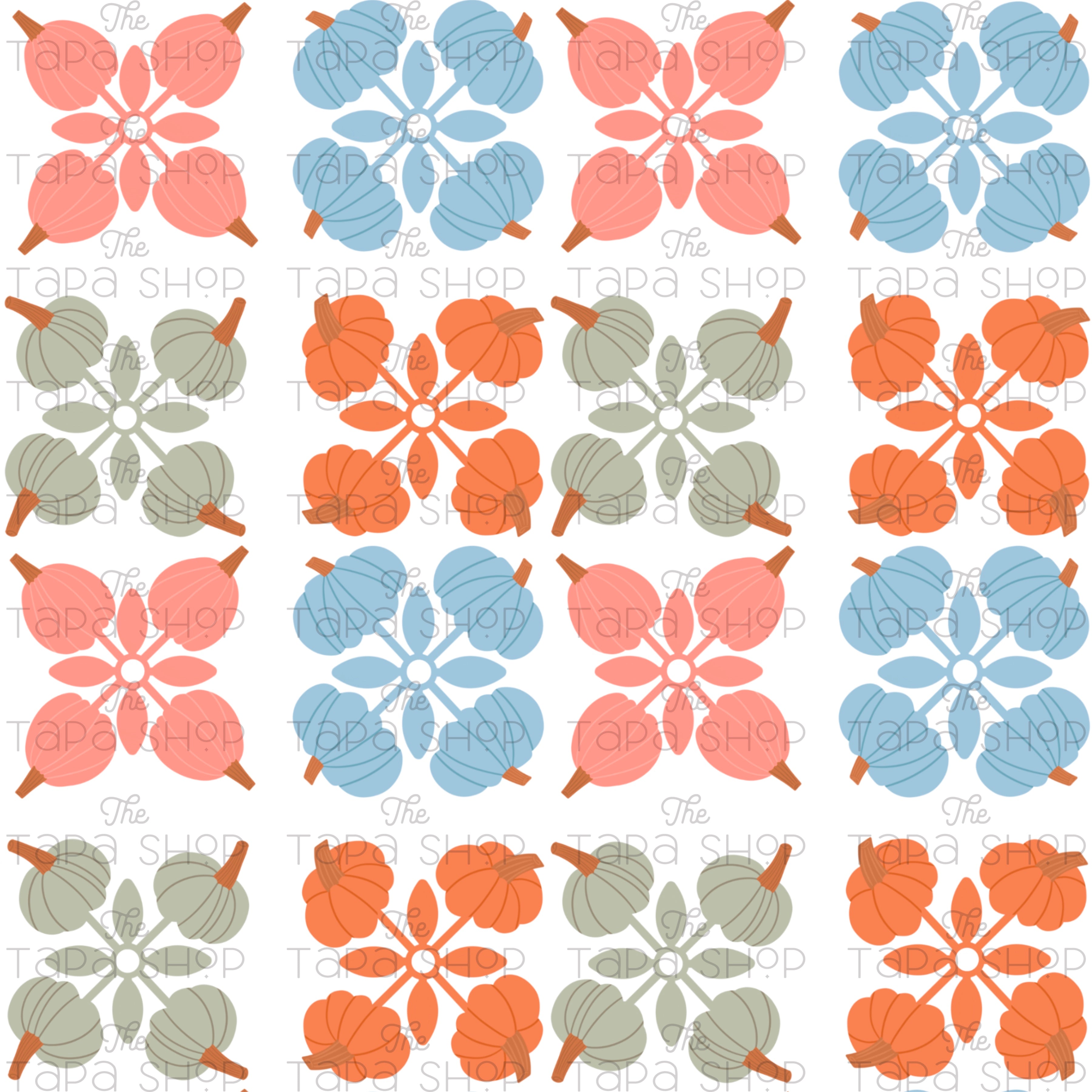 Rainbow Pumpkin Quilted Kapa Seamless Pattern